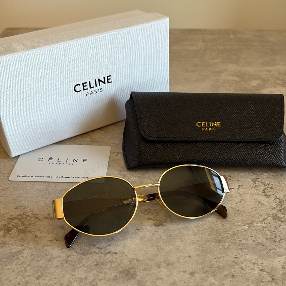 Triomphe Metal Sunglasses - Gold and Green